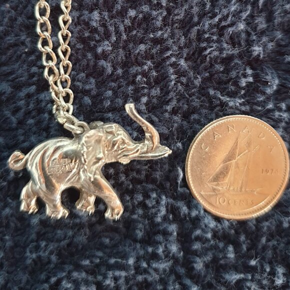 Stunning Vintage Solid Sterling Silver Elephant Pendant Olink Claspless Necklace - Picture 7 of 11